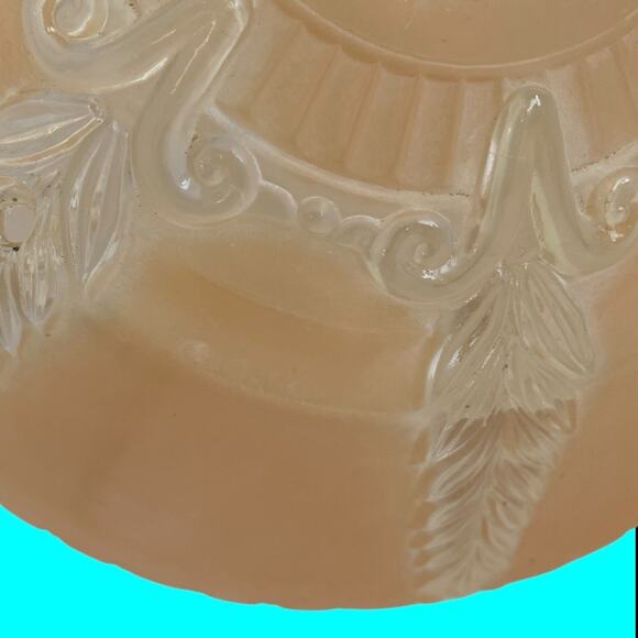 Vintage Pink Peach Ceiling Light Fixture Cover Frosted Ruffled Shade 10-1/4” - Picture 3 of 8